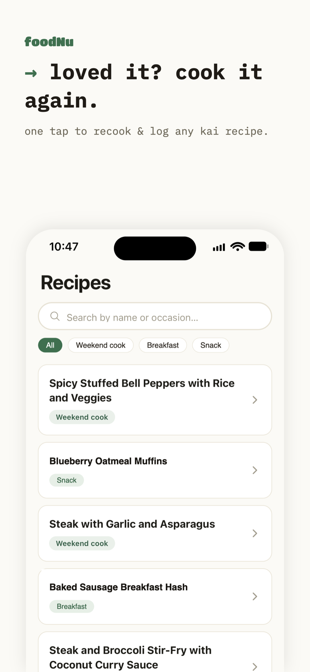 Saved recipes list you can cook again